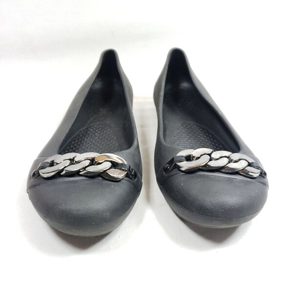 Crocs Women's Size 7 Black Dianna Embellished Ballet Flat - Picture 6 of 8